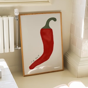 Chilli Print Kitchen I&#39;m Hot Wall Art Print Trendy Retro Spice Print Kitchen Chili Pepper Art Wall Decor Apartment Decor Digital Download