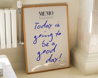Good Day Memo Print Guest Check Positive Wall Art Trendy Retro Poster Preppy Wall Art College Poster Affirmation Memo Print Digital Download