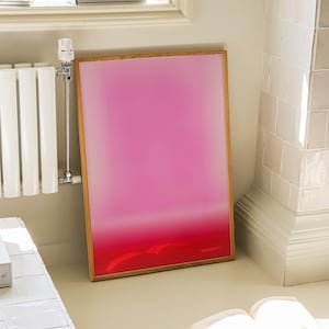 Rosa rojo impresión gradiente abstracto arte de la pared decoración de la pared de moda cartel rosa caliente chica dormitorio impresión estética apartamento decoración descarga digital