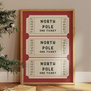 Nordpol Ticket-Druck, festliches Dekor, Weihnachtsfeiertags-Druck, ästhetische Wandkunst Trendy Xmas Home Decor Physischer Druck