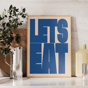 Let's Eat Kitchen Art Print Trendy Retro Wall Art Aesthetic Quote Art Typography Print Kitchen Wall Decor Dining Room Decor Digital Download