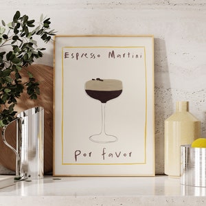 Espresso Martini Cocktail Print Bar Cart Art Kitchen Wall Decor Trendy Modern Bar Art Alcohol Kitchen Coffee Drink Print Digital Download
