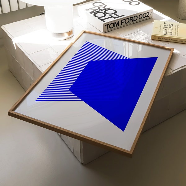 Electric Blue Print Kobaltblau Mid Century Modern Blau Abstrakt Wand Kunst Trendige leuchtend bunt geometrisch digitaler Download
