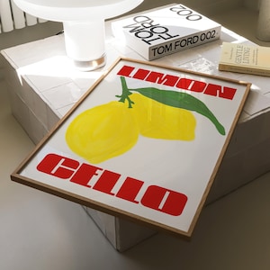 Limoncello Print Keuken, Bar Cart Wall Decor Handgetekende Art Cocktail Print Citroen Poster Trendy Retro Home Decor Maximalistische Digitale Download