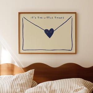 Es ist die kleinen Dinge Liebe Brief Print Marineblau, Vintage Style Wandkunst, Liebe Zitat ästhetische Wohnkultur niedliche einzigartige Geschenke Physischer Druck
