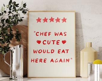 Chef era linda cocina impresión minimalista cocina arte estética cocina decoración comida revisión cartel linda cocina cocina pared arte descarga digital