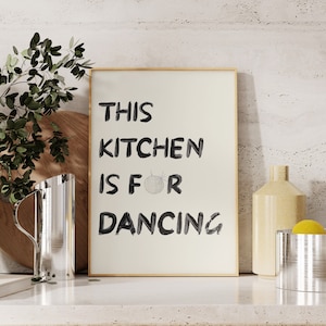 Deze keuken is voor dansen print, retro muur kunst discobal poster trendy keuken bijkeuken prints bar kar kunst keuken decor digitale download