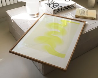 Scandinavian Wall Art Yellow Abstract Print, Minimal Abstract Art Color Trendy Retro Art Prints, Dorm Room Decor Wall Art Digital Download
