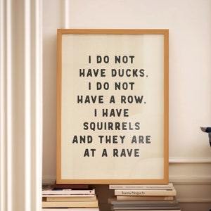 I Do Not Have Ducks Funny Print Entryway Hallway Wall Art Sarcastic Quote Bathroom Aesthetic Kitchen Typography Poster Physical Print