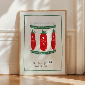 INGELIJSTE Yes Chef print Let it Rip, ingeblikte tomatenprint The Bear muurkunst, esthetische keukenposters moderne voedselillustraties ingelijste print