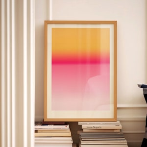Impression orange rose coucher de soleil dégradé lumineux maximaliste art mural affiche esthétique tendance Y2K affiche physique rose vif moderne
