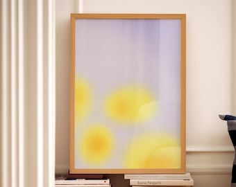 Aura Print Purple Blue Aesthetic Wall Art Colorful Yellow Contemporary Posters Cute Modern Trendy Home Decor Physical Print