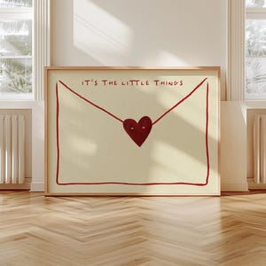 Impressão de carta de amor emoldurada It's The Little Things, arte de parede em estilo vintage, decoração estética de citação de amor, quarto fofo, presente exclusivo, impressão emoldurada