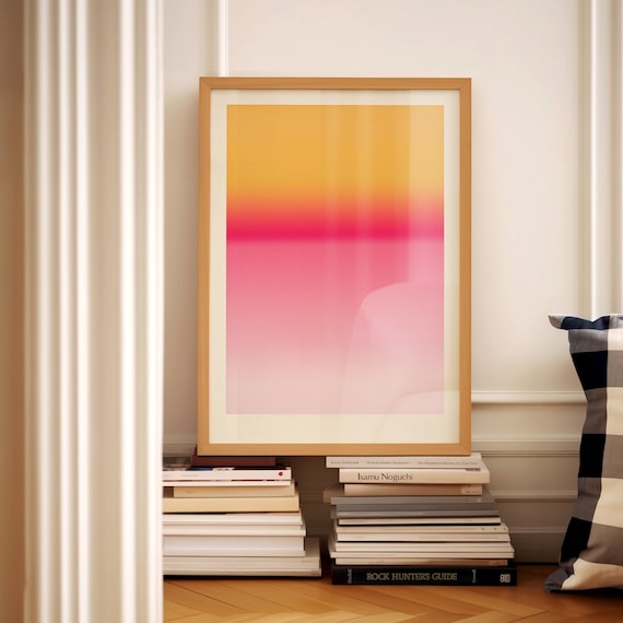 Orange Pink Print Sunset Gradient Bright Maximalist Wall Art Aesthetic Trendy Y2K Poster Modern Hot Pink Physical Poster