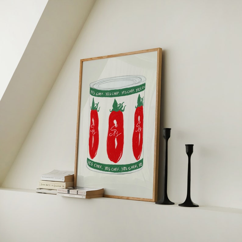 Yes Chef Print Tinned Tomato Print The Bear Wall Art Aesthetic Kitchen Posters Trendy Modern Food Illustrations Physical Print image 8