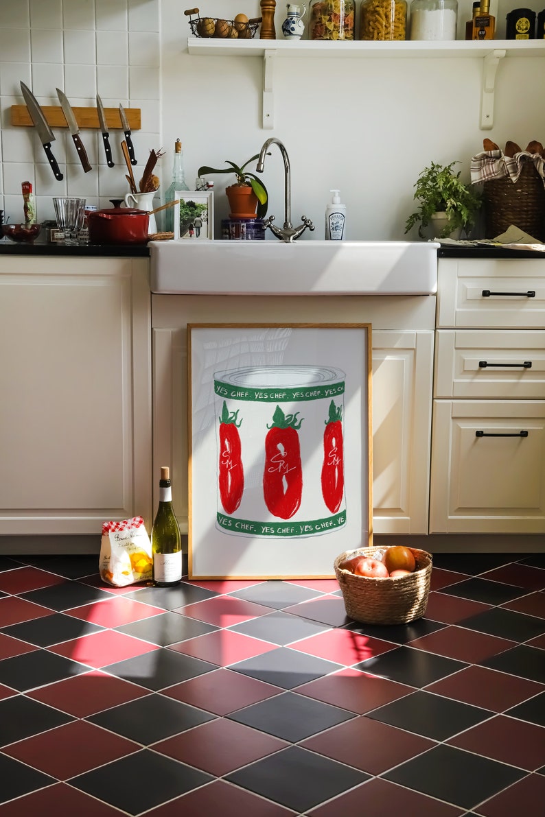 Yes Chef Print Tinned Tomato Print The Bear Wall Art Aesthetic Kitchen Posters Trendy Modern Food Illustrations Physical Print image 7