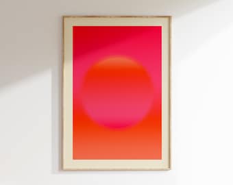 Hot Pink Orange Abstract Gradient Wall Art Y2K Wall Decor Trendy Poster Sunset Wall Art Print College Dorm Decor Digital Download Printable