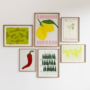 Eklektyczny kuchenny wózek barowy wydruki artystyczne 6, żywy modny zestaw kolorowych wydruków ściennych Bar Cart Wall Decor Funky Home Decor Digital Download