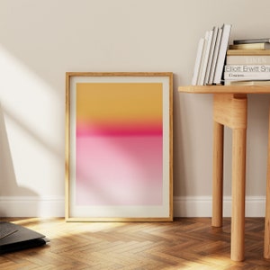 Arte de pared degradado abstracto, decoración de pared Y2K, cartel de moda, arte de pared rosa claro y naranja, arte de pared degradado, descarga digital imprimible