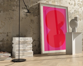 Wandkunst Hot Pink und Rot, Hot Pink Abstrakte Kunst Trendige Wandkunst Rosa, Hot Pink und Rot Print Abstrakte Kunst, Moderne Wandkunst Digitaler Download