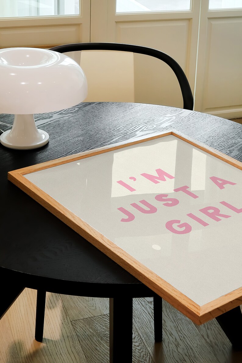 I'm Just a Girl Print Home Office Wall Art Funny Room Decor Pink Posters Preppy Dorm Aesthetic Trendy Wall Art Aesthetic Physical Print image 5