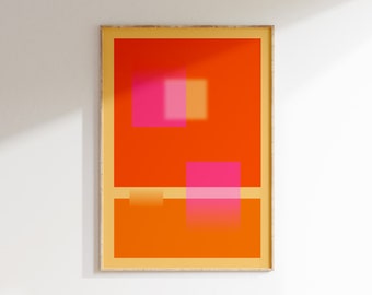 Wall Art Orange y Hot Pink Orange Abstract Art, Trendy Wall Art Pink, Light Pink y Orange Wall Art, Abstract Art Digital Download