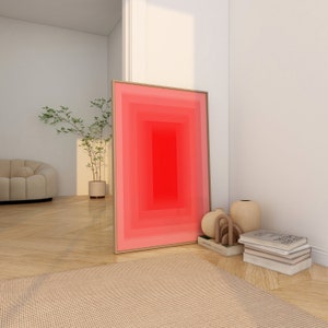 Arte de pared degradado abstracto, decoración de pared Y2K, cartel de moda, arte de pared moderno rojo, descarga digital imprimible, decoración de apartamento estético