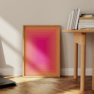 Pink and Orange Abstract Gradient Giclée Poster, Y2K Wall Decor, Trendy Poster, Light Pink and Orange Wall Art, Aesthetic Funky House Decor
