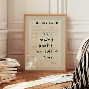 So Many Books Print, bibliotheekkaart Booktok Aesthetic Book Lover Wall Art, vintage stijl schoolse trendy leeszaaldecor fysieke print