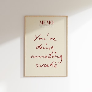 Guest Check Print, You're Doing Amazing Print, Positive Wall Art Trendy Retro Poster Preppy Wall Decor College, Memo Print Digital Download image 2