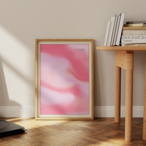 Art mural dégradé granuleux abstrait, décoration murale Y2K, affiche tendance, art mural rose chaud rose clair, téléchargement numérique Aura rose imprimable