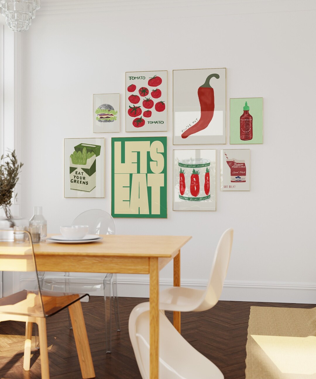 Kitchen Gallery Wall Print Set Bundle, You're Hot Poster Tomato Wall ...