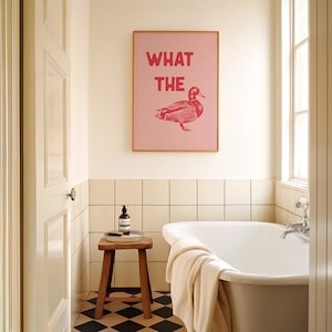 Vad är ducken-tryck Rolig väggkonst Svordomar Citat Otrevliga tryck Hallposters Sovrum Hemmakontorsinredning Rosa Typografi Digital Nedladdning bild 3