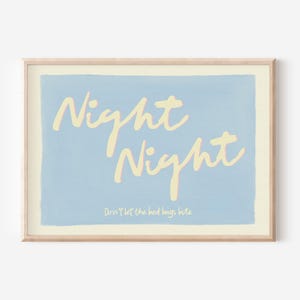 Impression horizontale nuit nuit jolie chambre art mural bleu bébé pastel affiche tendance rétro esthétique chambre d'enfants décoration impression physique image 3