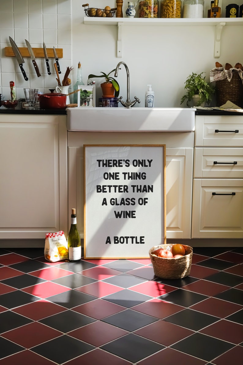 Only One Thing Better Than A Glass of Wine Wall Art Bar Cart Art Typography Poster Kitchen Poster Funny Home Bar Quote Physical Print image 4