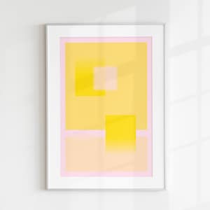 Impresión de arte abstracto moderno amarillo, arte de pared contemporáneo colorido, impresiones digitales de póster de sala de estar, decoración de apartamento estético