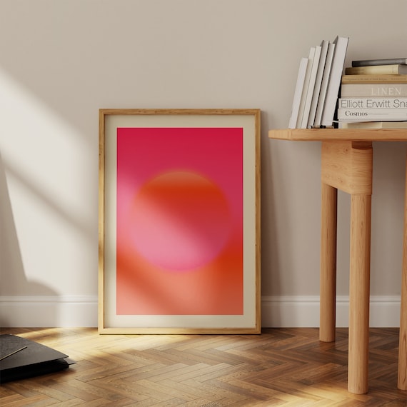 Wall Art Hot Pink and Orange, Giclée Print Abstract Hot Pink Abstract Sun Art, Trendy Wall Art, Light Pink Orange Wall Art Abstract Art