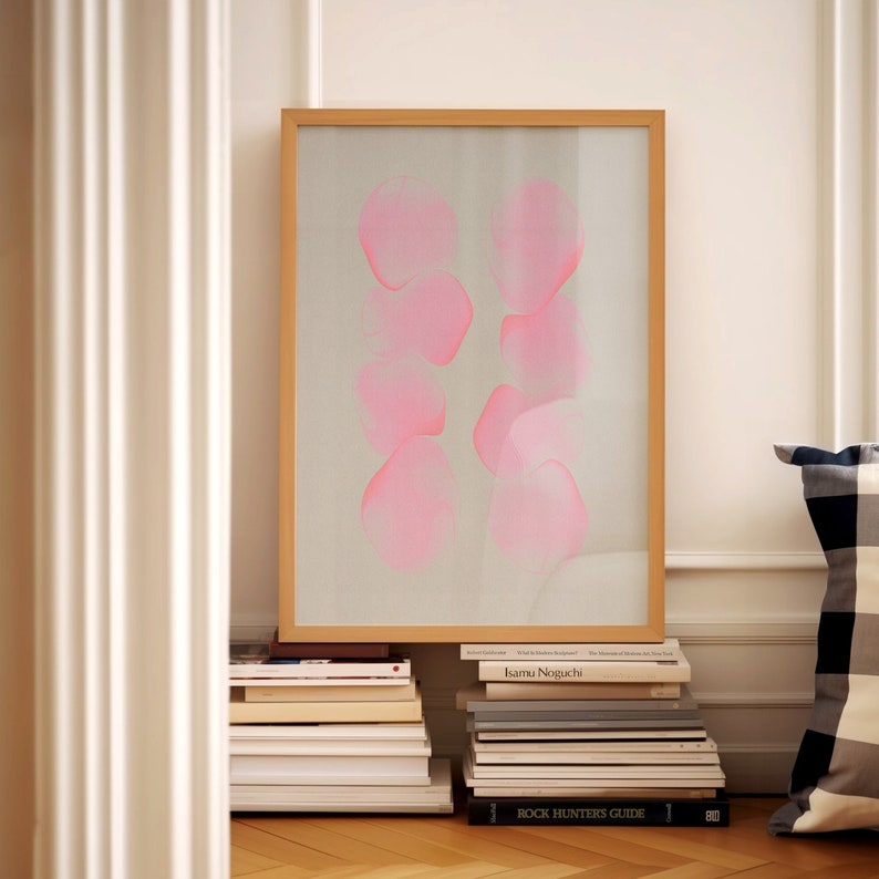 Gradient Wall Art Neon Pink Print Retro Trendy Poster Y2K Wall Decor Colourful Abstract Pink Poster Aesthetic Apartment Decor Modern Aura image 1