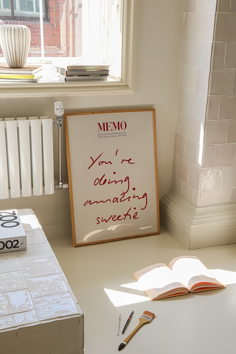 Guest Check Print, You're Doing Amazing Print, Positive Wall Art Trendy Retro Poster Preppy Wall Decor College, Memo Print Digital Download image 1