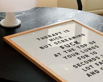 Therapy is Nice Funny Print Mental Health Typography Wall Art Home