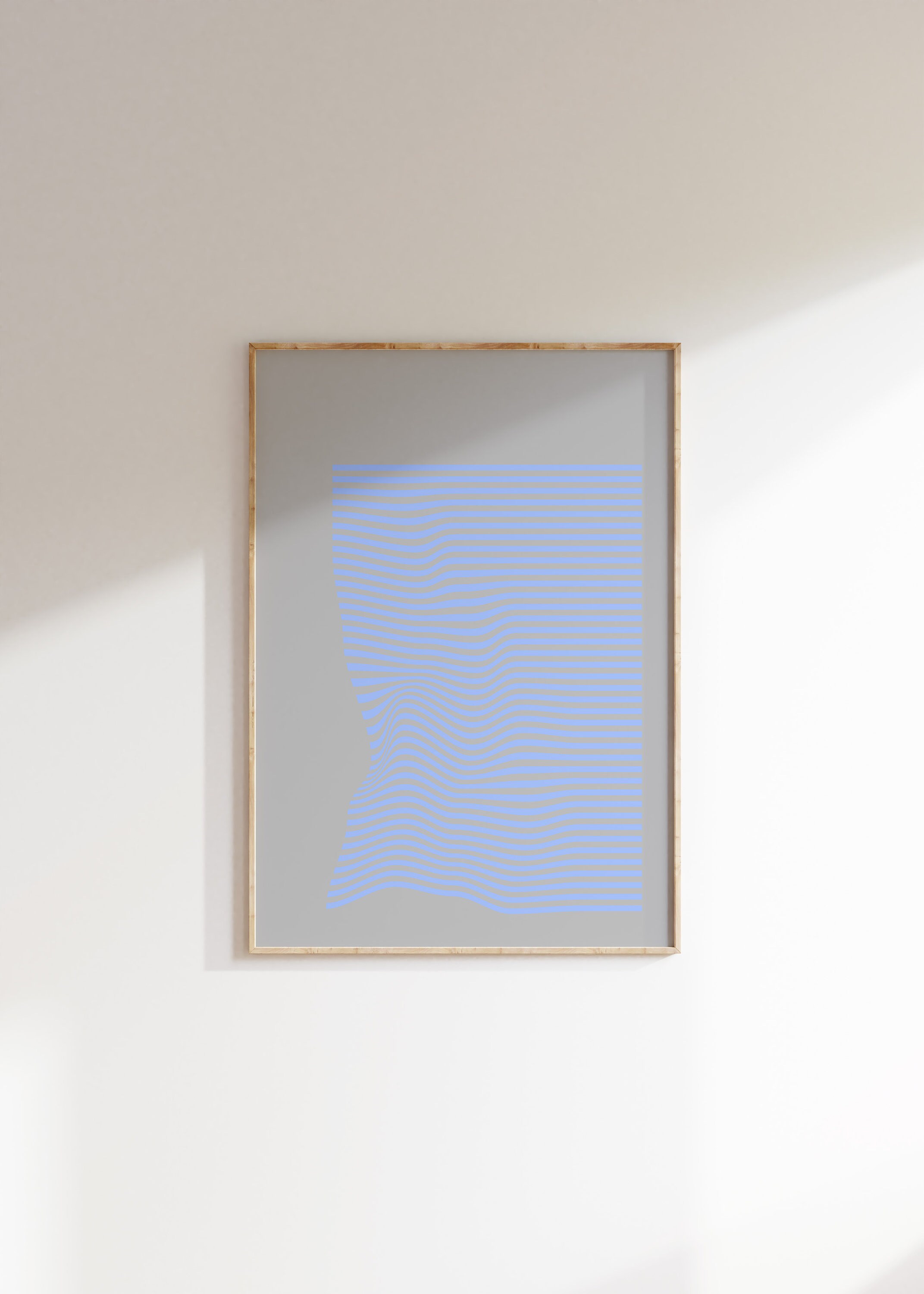 Retro Blue Geometric Wall Art Light Blue Minimal Abstract Etsy