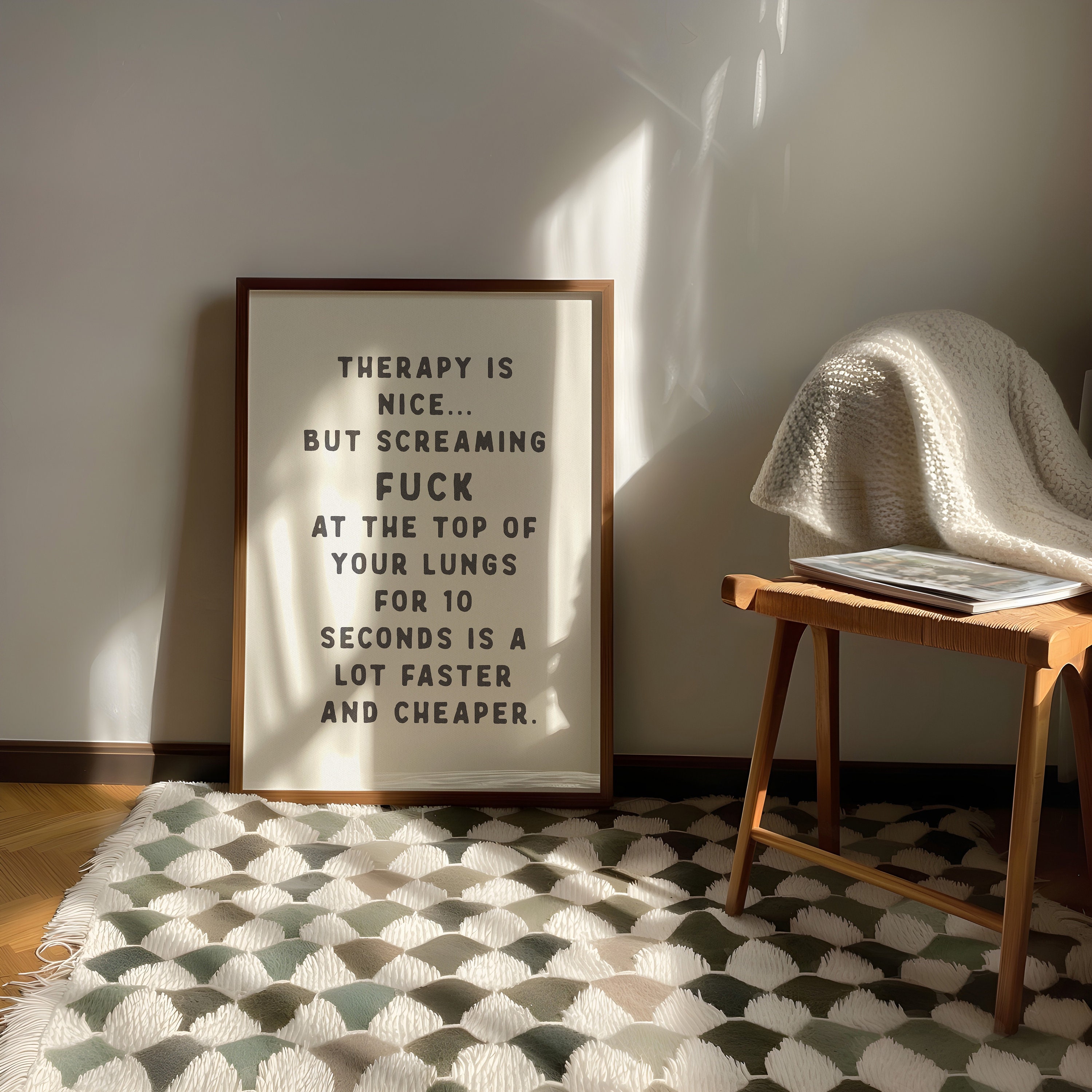Therapy is Nice Funny Print Mental Health Typography Wall Art Home