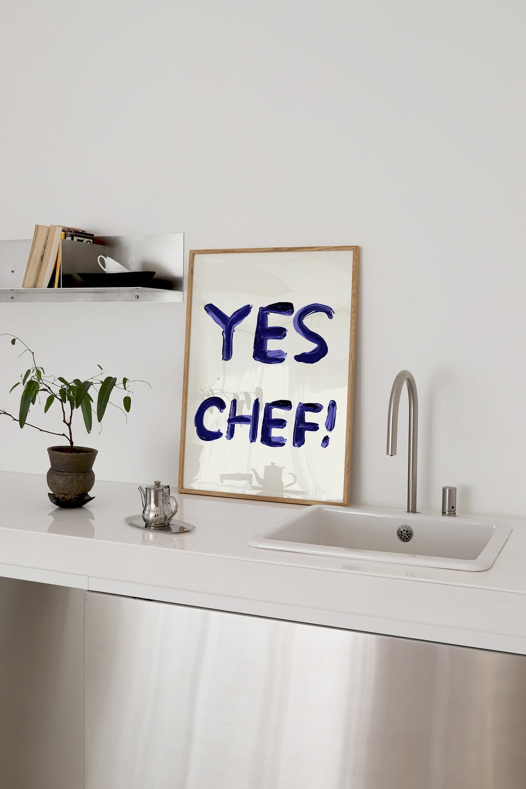 Yes Chef Kitchen Print Minimalist Cooking Art Aesthetic Kitchen Decor