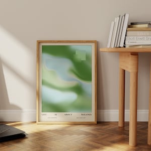 Salbei grün blau körnig Farbverlauf Aura Print, Zitat Typografie Art Print, ästhetische Wohnheim Wohnung Dekor, Aura Trendy Funky Poster Print