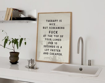Therapy is Nice Funny Print Mental Health Typography Wall Art Home