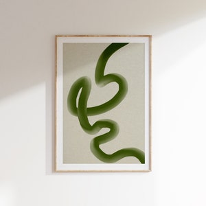 Green Scandi Decor Minimal Abstract Line Art Prints, Line Minimal Wall Art, Line Art Simple Modern Print, Apartment Decor digital download