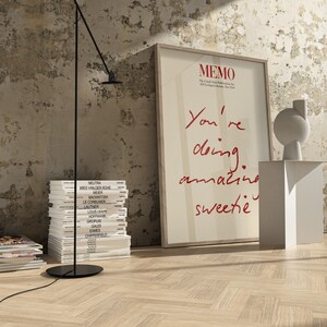 Guest Check Print, You're Doing Amazing Print, Positive Wall Art Trendy Retro Poster Preppy Wall Decor College, Memo Print Digital Download image 5