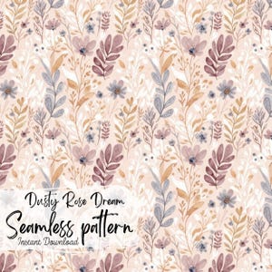 Botanical Seamless Pattern | Rose Pink Mandala Fabric Printable | Boho Floral Garden Sublimation Designs Commercial