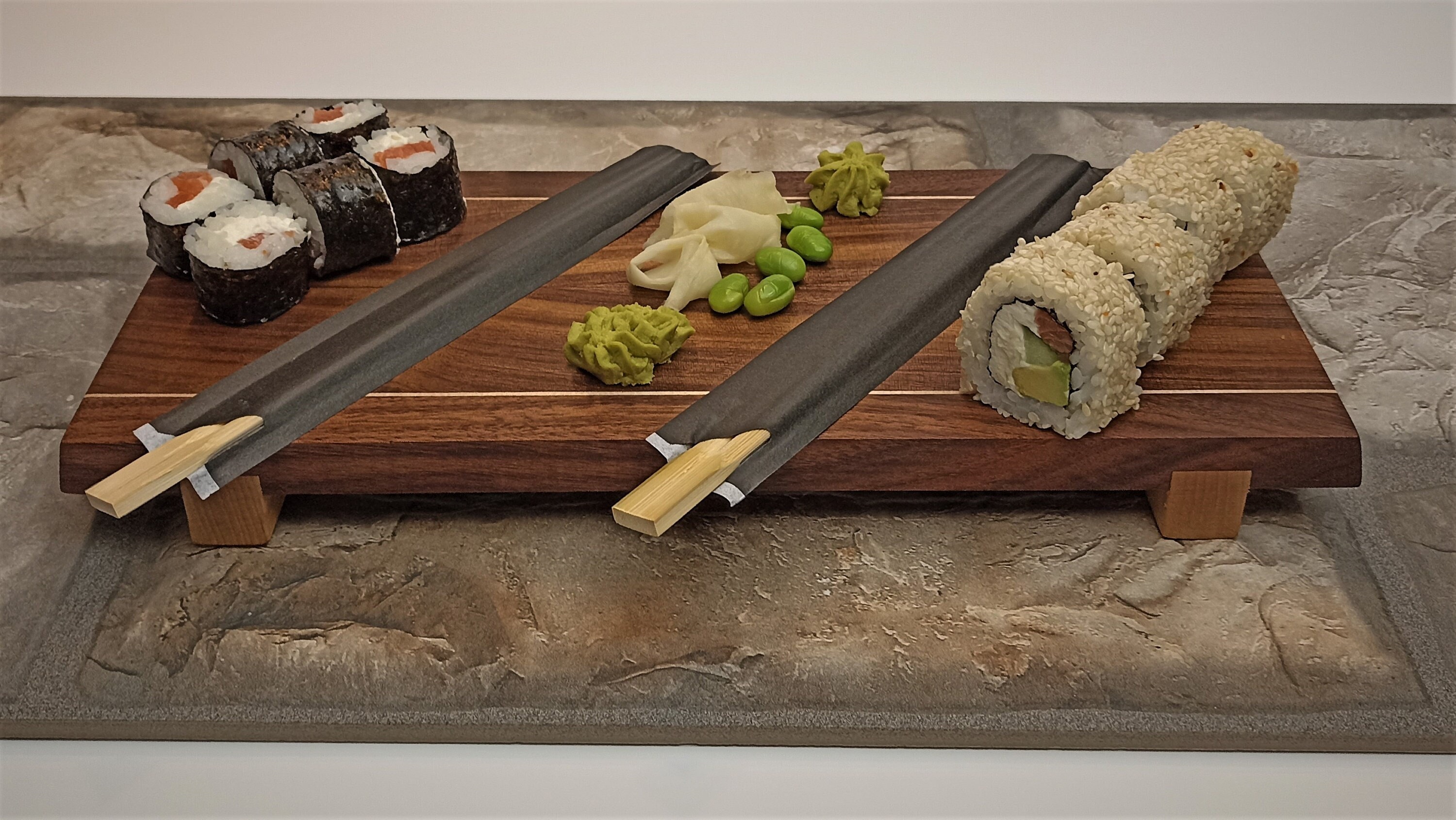 Sushi Board, Serving Board, Serving Tray, Sushi Plate, Walnut Wooden Plate,  Anniversary Gift 