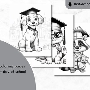 Printable Last day of school coloring pages -  Kids Coloring Book, Instant Download, Grayscale Coloring Book, Printable PDF File